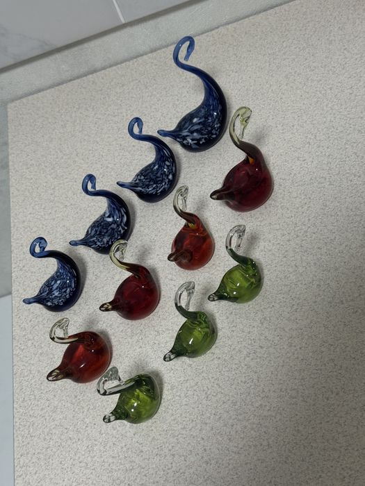 Лебеді вінтаж срср із муранського кольорового скла