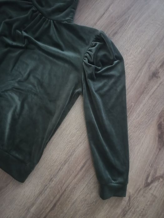 Dres komplet zestaw welurowy bluza spodnie khaki bawełna