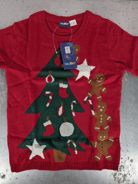 Sweterek świąteczny czerwony choinka lupilu 110/116 dziewczynki chłopc