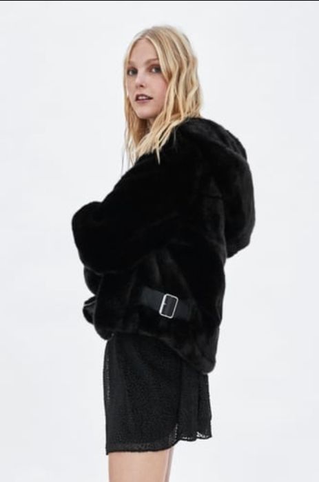 frankoferraro0825 様 ZARA futerko z kapturem M L 38 40 cyberpunk gothic black