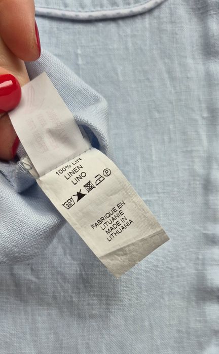 Spodnie letnie lniane Cacharel 86 len proste gładkie błękitne jasne