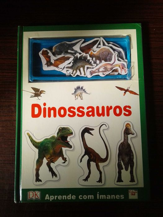 Livro infantil magnético sobre DINOSSAUROS, como NOVO!