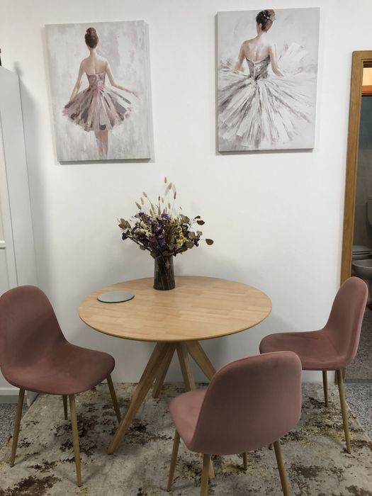 Cadeira de jantar em veludo rosa velho