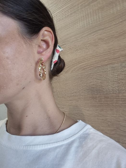 Nowe złote kolczyki skręcane koła p. 585