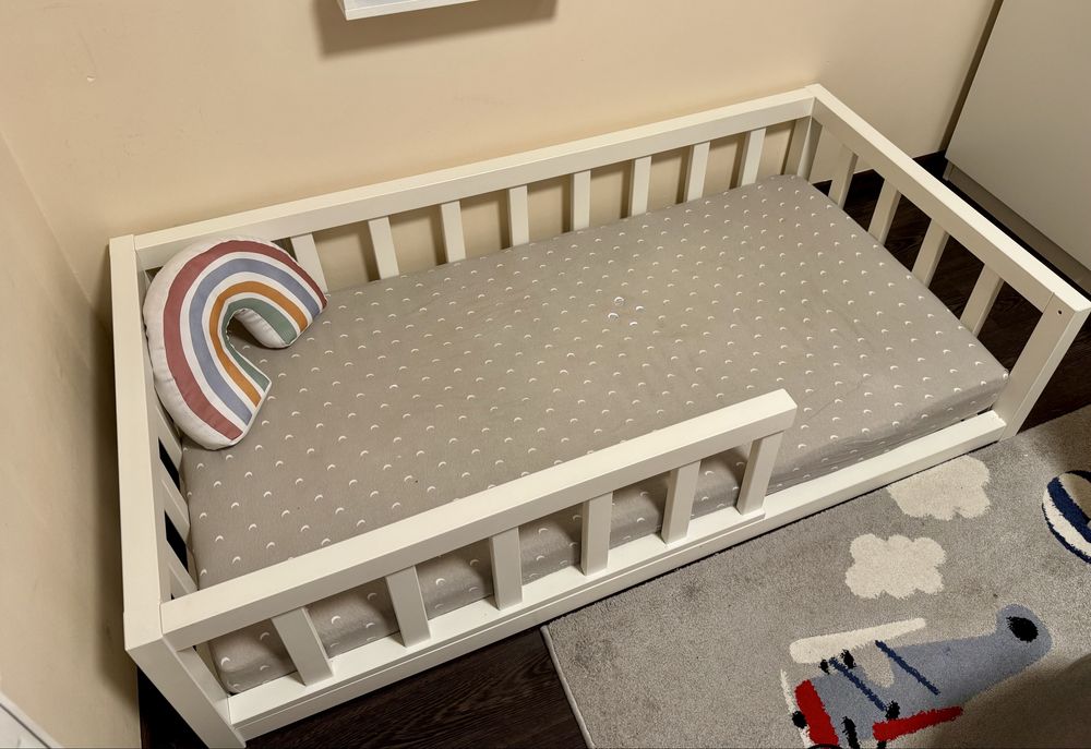 Łóżko drewniane białe 70x140