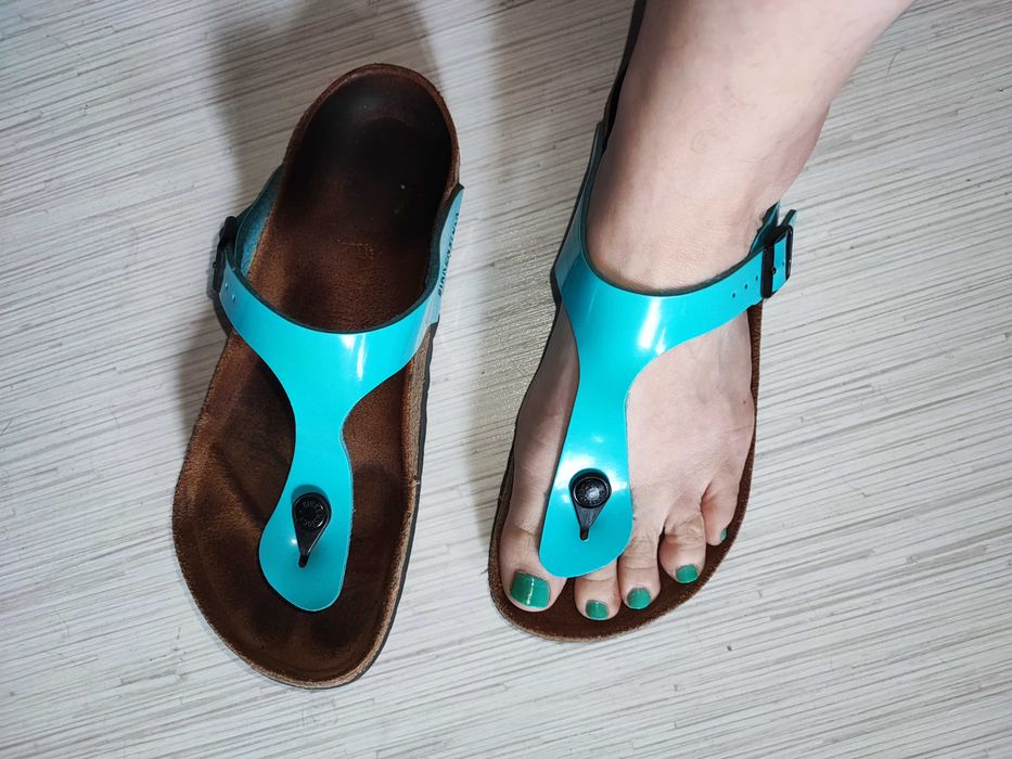 Birkenstock голубі 40р Босоніжки сандалі шльопанці в'єтнамки