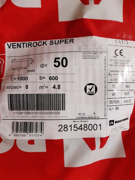 Wełna skalna Ventirock Super 50mm