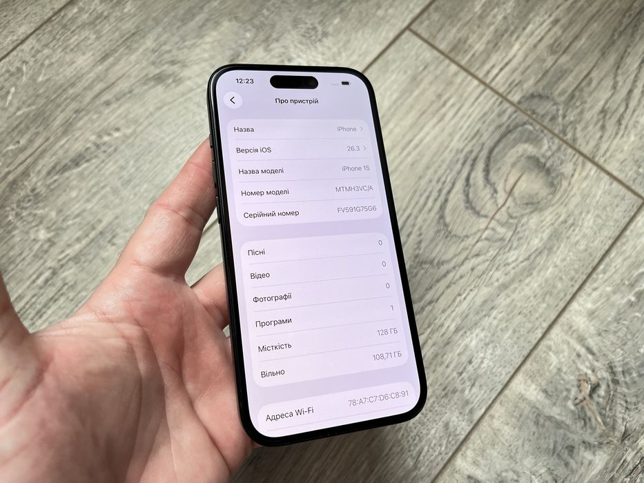 iPhone 15 128gb Black фіз сім