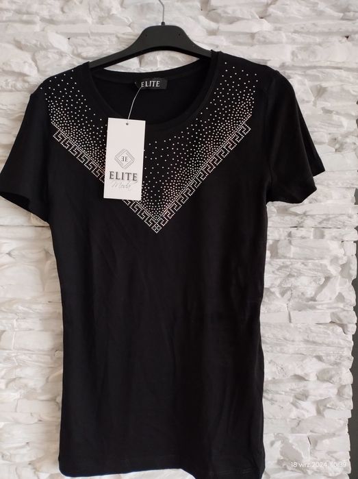 Bluzka czarna cekiny nowa r XS/S/M