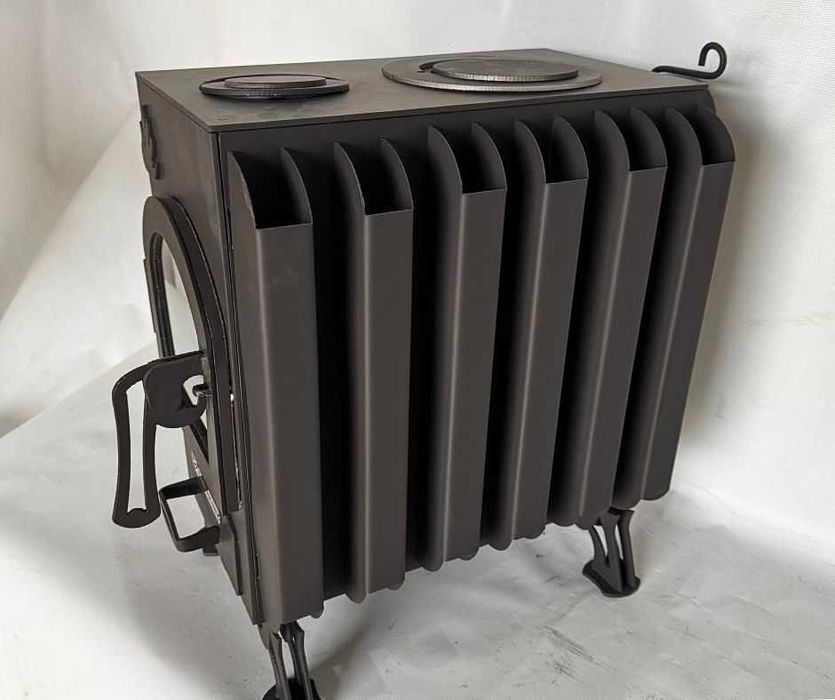 Піч буржуйка / булер'ян "Батарея" зі склом, тривалого горіння, 4мм