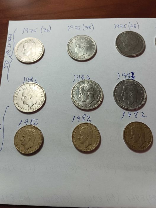 Moedas de 50 e de 100 Pesetas