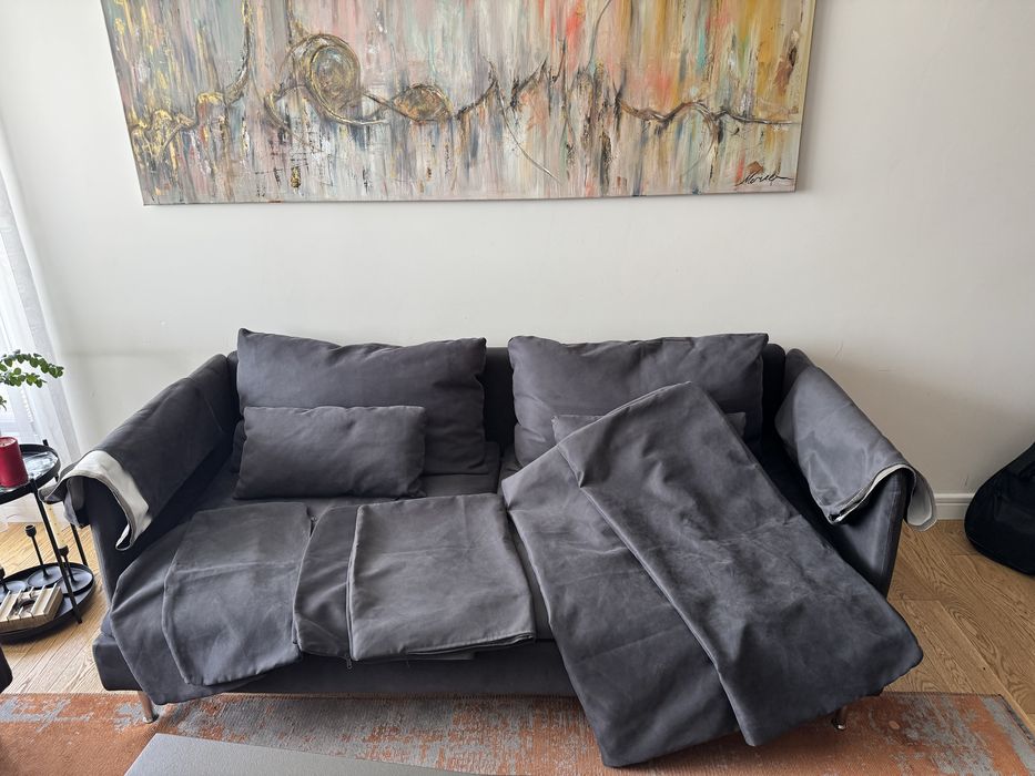 Sofa IKEA SÖDERHAMN – Wygodna sofa 2-osobowa + fotel  z dodatkowymi pokrowcami – Ciemnoszary