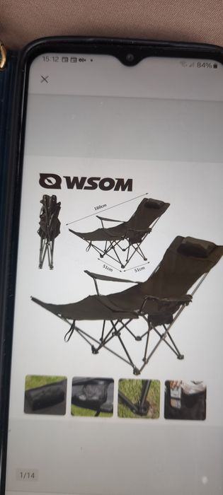 Składany leżak turystyczny, krzesło wędkarskie  4W1