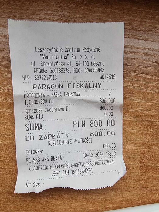 Maska ortodontyczna twarzowa