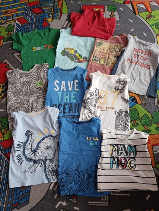 Zestaw 11 podkoszulek z krótkim rękawem, t-shirty r.116