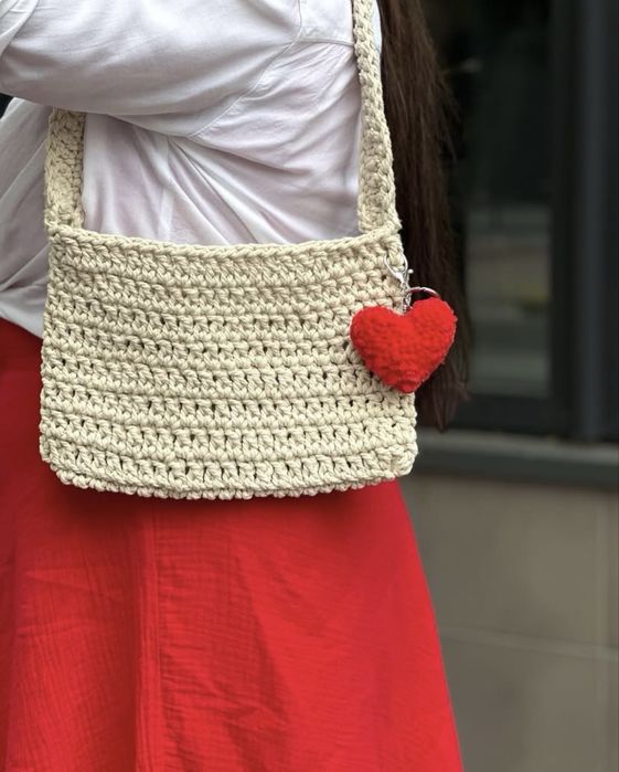 Сумочка беж, крем, ручна робота, бавовна