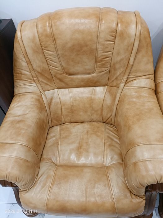 Skórzana sofa plus dwa fotele