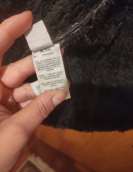 Casaco Pele Preto Mango M Impecável