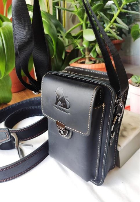 Барсетка -Сумка мужская. Кожа. Черная