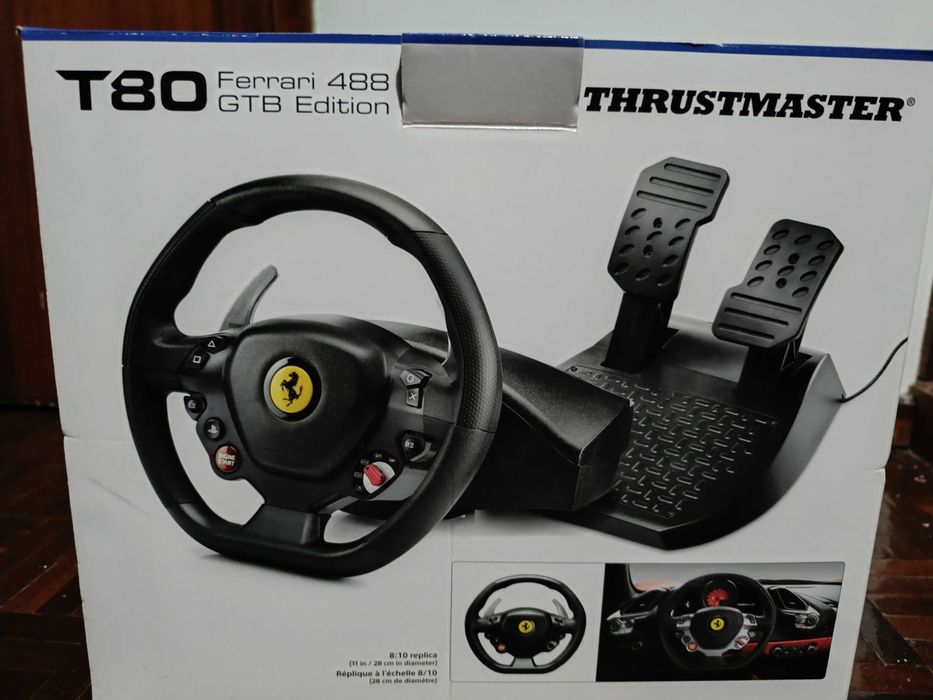 Volante + Pedais Thrustmaster T80 Ferrari 488 GTB Edition PS5/PS4/PC