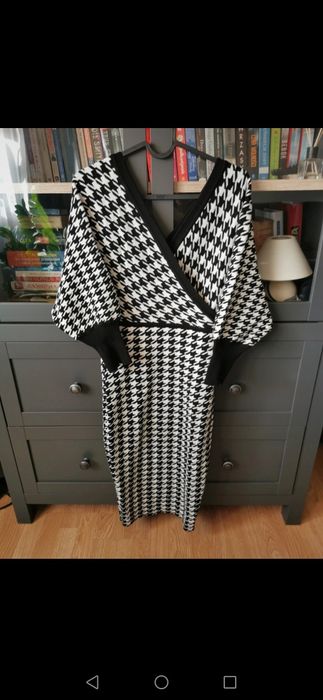 Sukienka midi swetrowa pepitka zimowa S/M