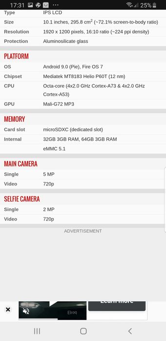 Tablet Amazon Fire HD 10.1" 32GB