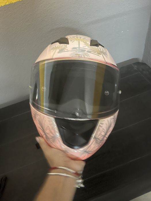 Capacete LS2 cor de rosa XS