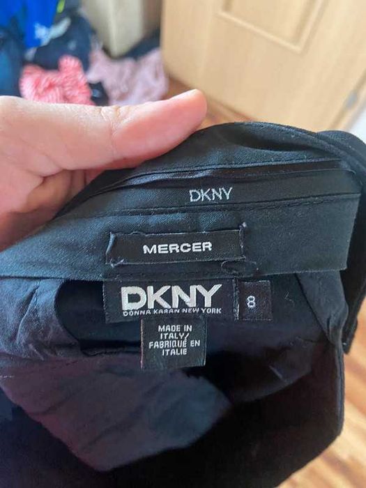 Dkny mercer eleganckie spodnie s m 36 czarne materiał proste Basic
