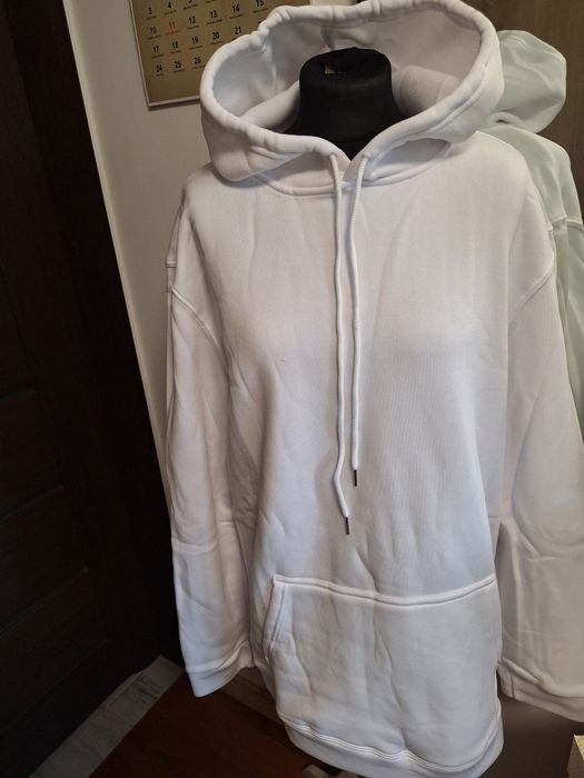 Biała bluza dresowa z kapturem XL