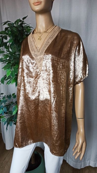 Sg Złota bluzka damska 46 , 48 XXL orginalna elegancka bluzka 46 , 48