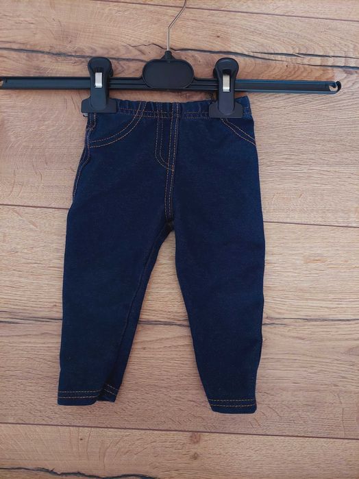Granatowe legginsy jak dżinsy 6-9m 68-74 cm primark