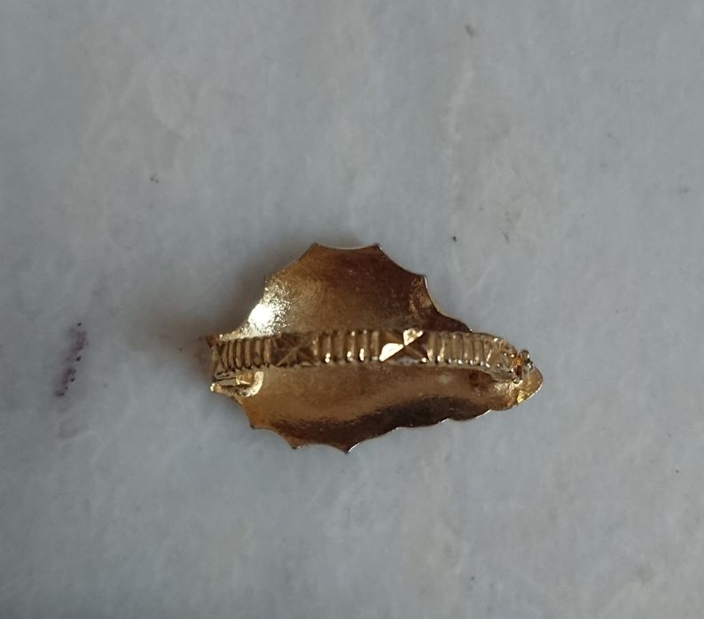 Klamerka spinka broszka do apaszki złocona emalia muszla