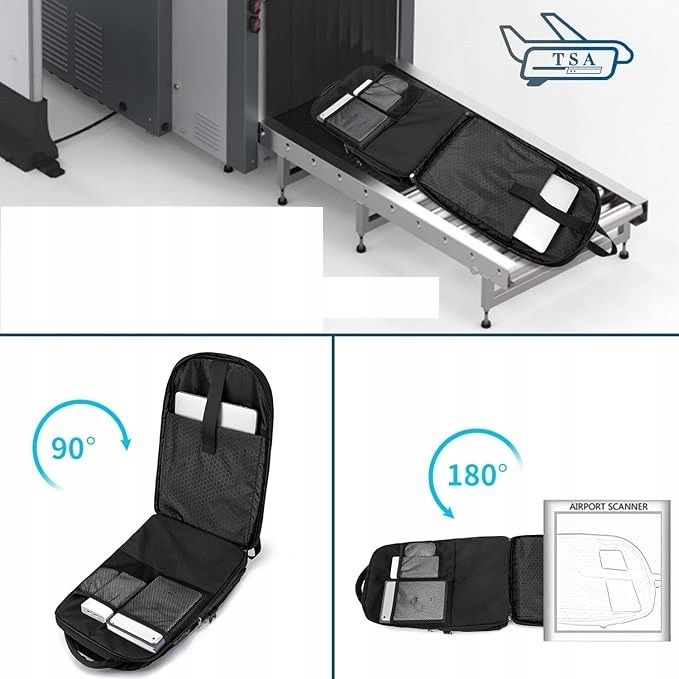 plecak na laptopa della gao 17 " usb plecak podróżny czarny