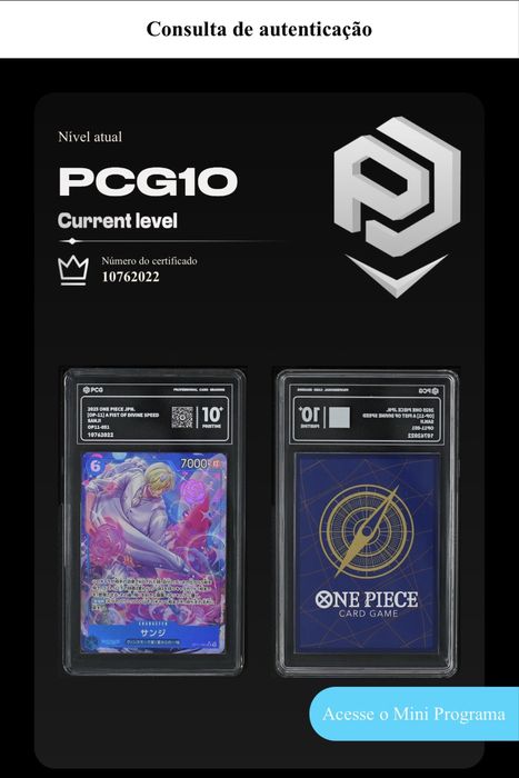 One piece tcg ( sanji) graded pcg 10 pristine
