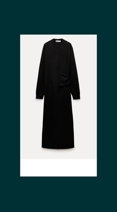 Zara kaszmir  długa sukienka dzianinowa  l  Czarna  limitowana edycja