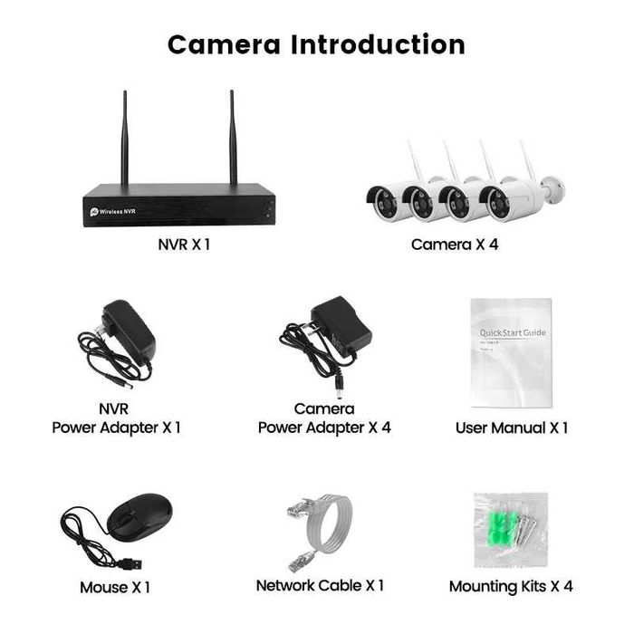 CCTV Sistema Vídeo Vigilância NVR + 8 Câmaras HD Sem Fios WiFi (NOVO)