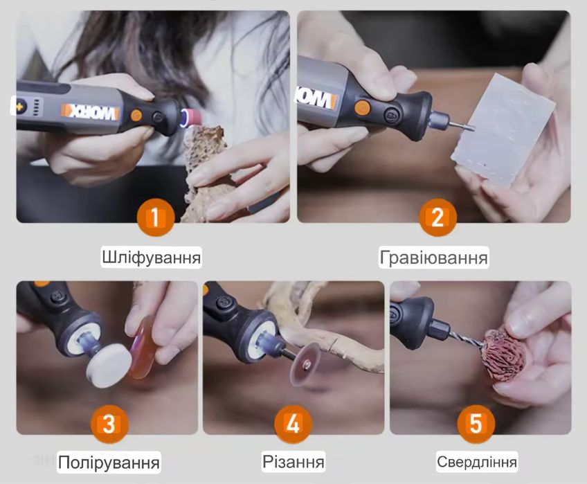 Гравер WORX WX-106 акумуляторний дрель, гравер ручка