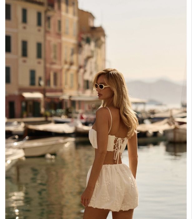 L’essence топ cotton puff top white M