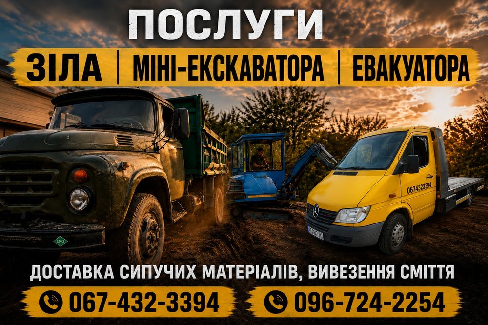 Послуги Зіла. Доставка відсіву, піску, щебня.