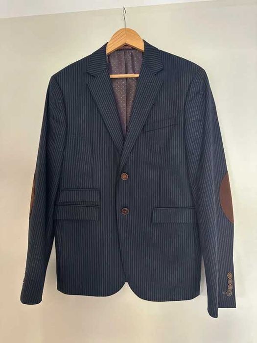 Blazer azul-marinho listrado