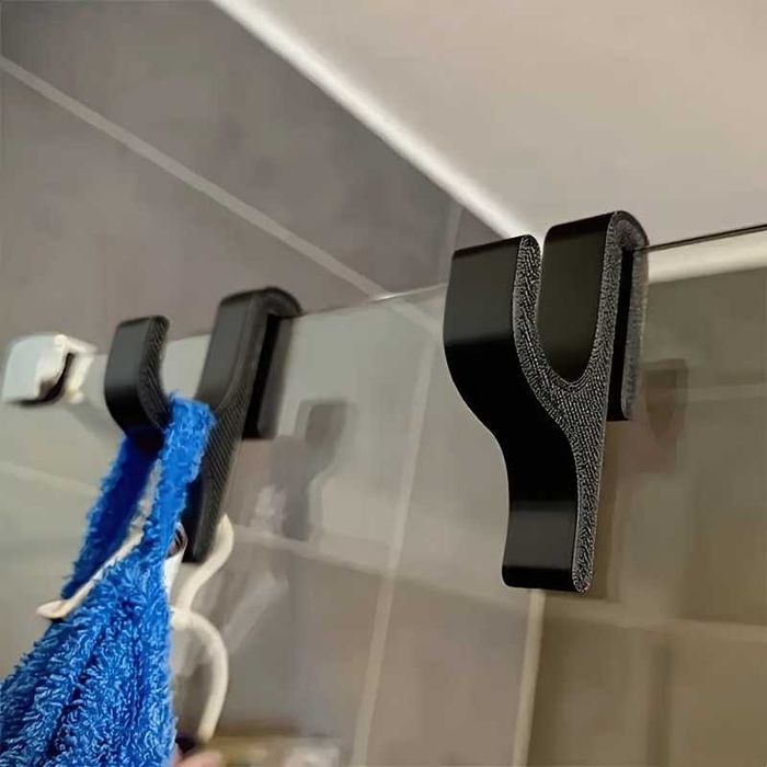 Gancho para toalha com suporte no vidro