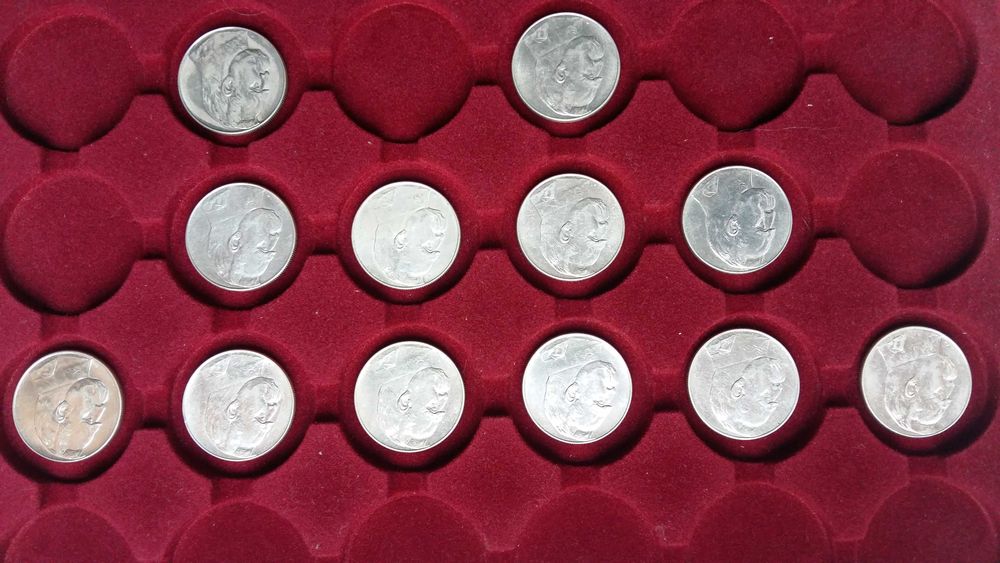 Zestaw monet 10 zł 1934 Piłsudski wszystkieroczniki 35, 36, 37, 38, 39