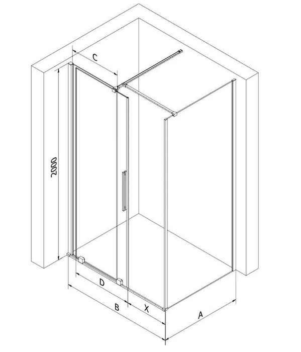Mexen Velar kabina prysznicowa rozsuwana 100 x 90 cm, transparent