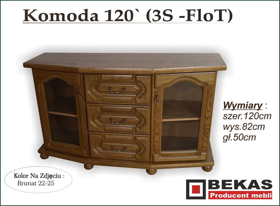 Producent przedstawia Dębową Nową Komode Dębowa BEKAS  Dąb Rustikal