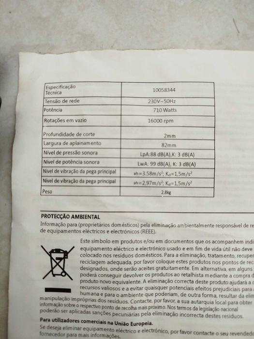 Plaina elétrica pouco uso