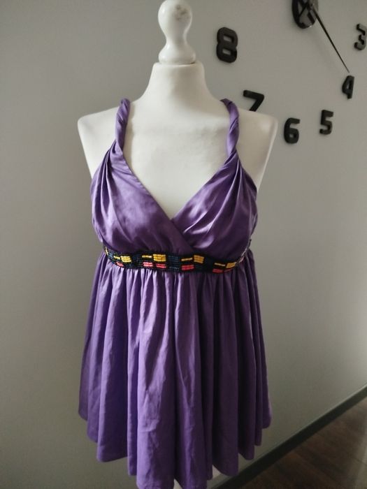 stefanel fioletowa bluzka koszulka koraliki L 40