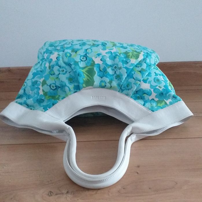 MAXMARA MARELLA oryginalna skóra płótno torebka shopper kuferek worek