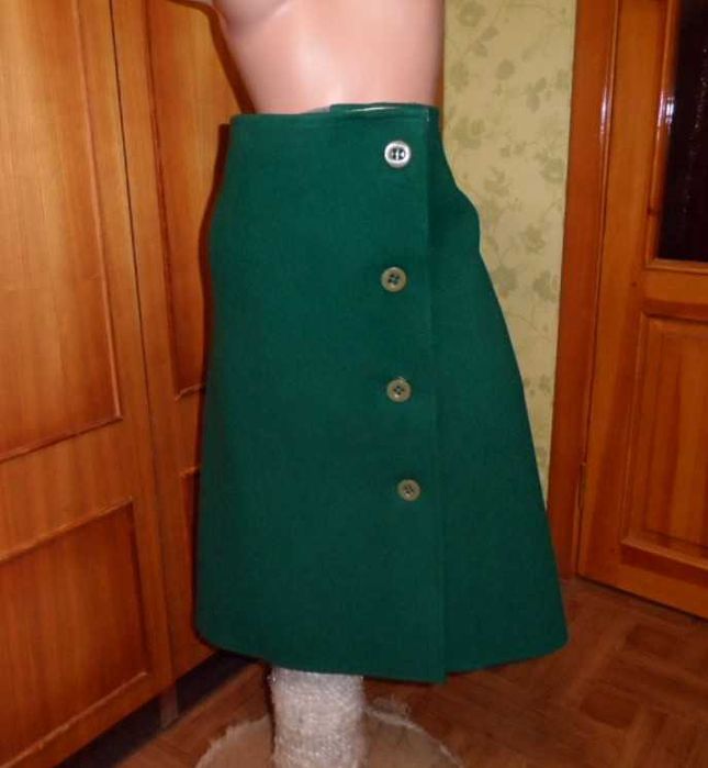 Теплая шерстяная зимняя юбка 50 - 52 из пальтовой ткани, длинная, на запах
