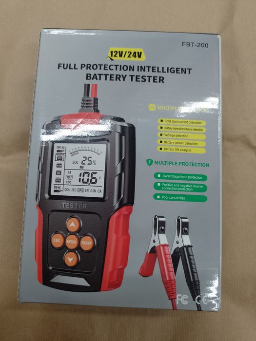 Tester do Akumulatorów Baterii 12V 24V CYFROWY FOXSUR FBT200 3Ah - 200