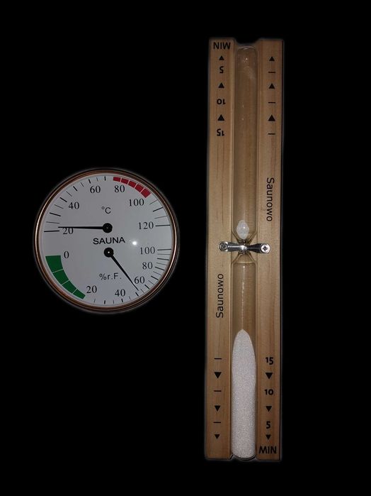 Podstawowy zestaw akcesoriów do sauny Klepsydra I Termometr z higromet